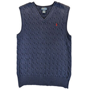 Polo Ralph Lauren Sweater Vest Large (14-16) Boy's Vintage Knit Pullover Navy